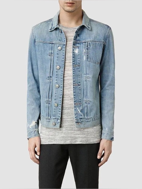 All Saints Other - All Saints Men’s 100% Cotton Distressed Denim Blue Jean Button Jacket Size M